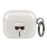 Etui KARL LAGERFELD Apple AirPods 3 Cover Glitter Karl`s Head Srebrny Case